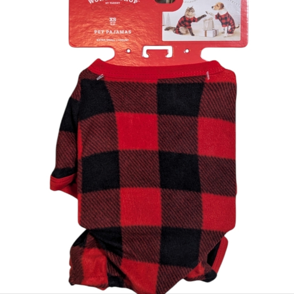 Wondershop Red Black Plaid Pet Pajamas XS Cat Dog Christmas P-001